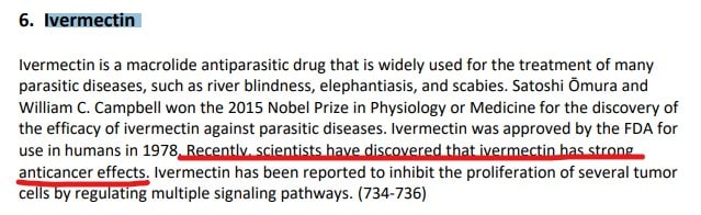 Ivermectin Cancer Care Dose TIER 1 No. 6