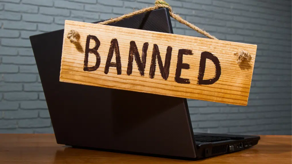 "Banned" Sign on Laptop