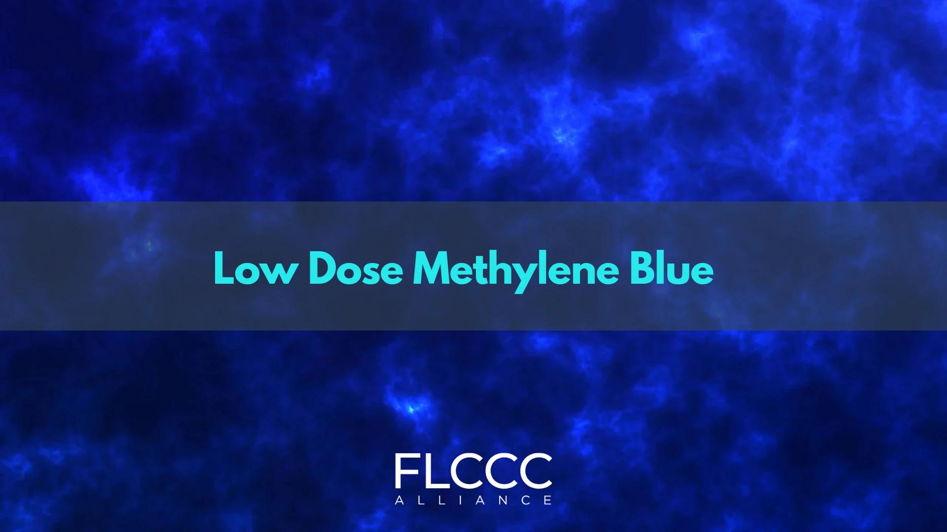 Blue background with text, "Low-Dose Methylene Blue"