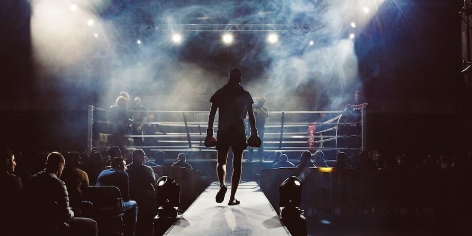 Photo of boxer walking into the ring