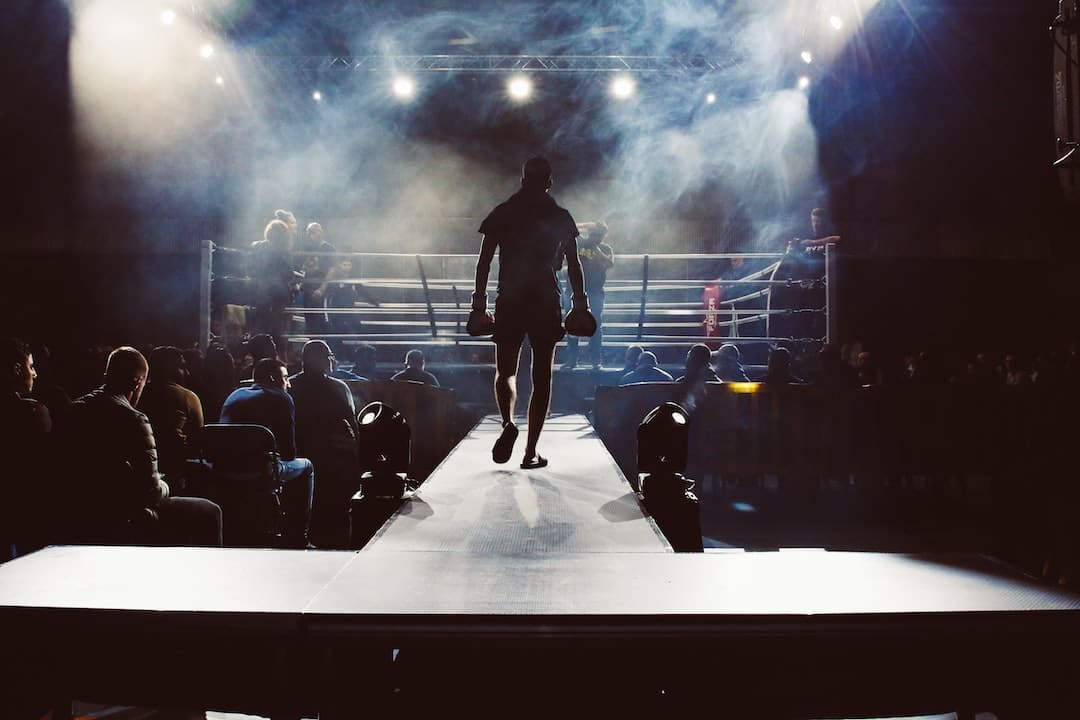 Photo of boxer walking into the ring